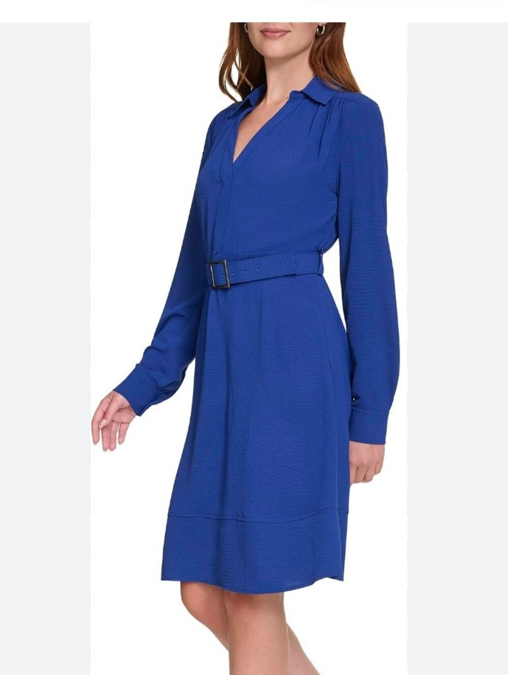 NWT Calvin Klein Blue Long Sleeve Collared Midi Shirt Dress Size 8 Career Flaw